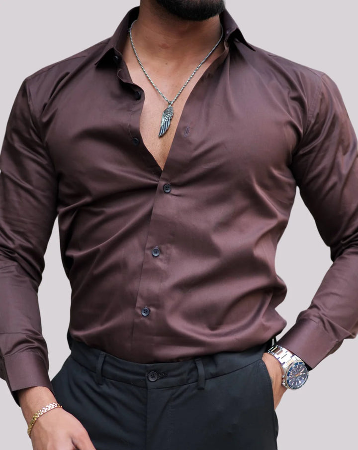 100% Cotton Satin Formal Shirts for Men : Slim Fit