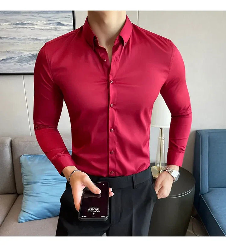100% Cotton Satin Formal Shirts for Men : Slim Fit
