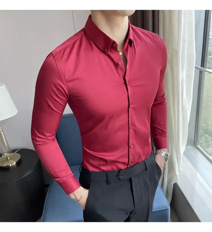 100% Cotton Satin Formal Shirts for Men : Slim Fit