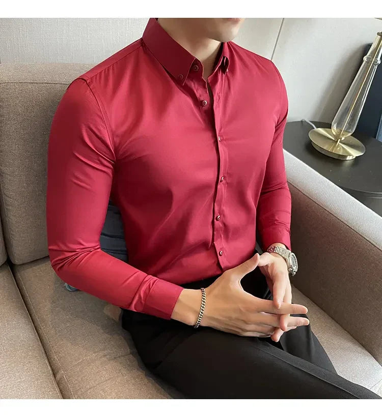 100% Cotton Satin Formal Shirts for Men : Slim Fit