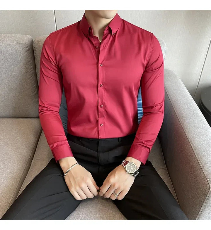 100% Cotton Satin Formal Shirts for Men : Slim Fit