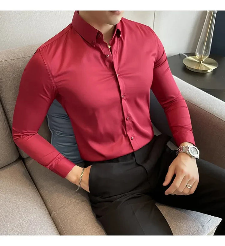 100% Cotton Satin Formal Shirts for Men : Slim Fit