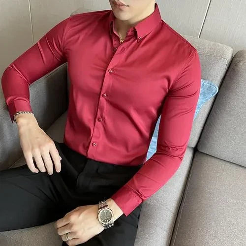 100% Cotton Satin Formal Shirts for Men : Slim Fit