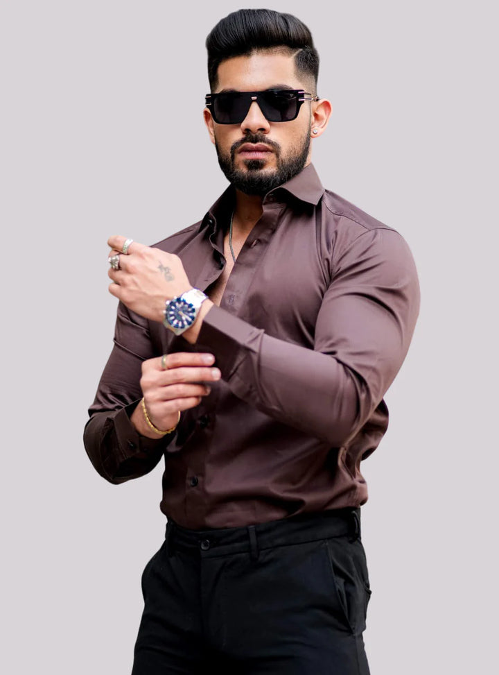 100% Cotton Satin Formal Shirts for Men : Slim Fit