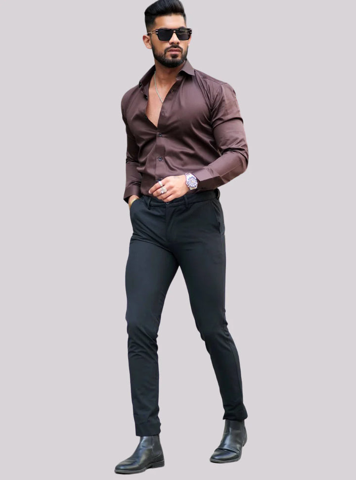 100% Cotton Satin Formal Shirts for Men : Slim Fit