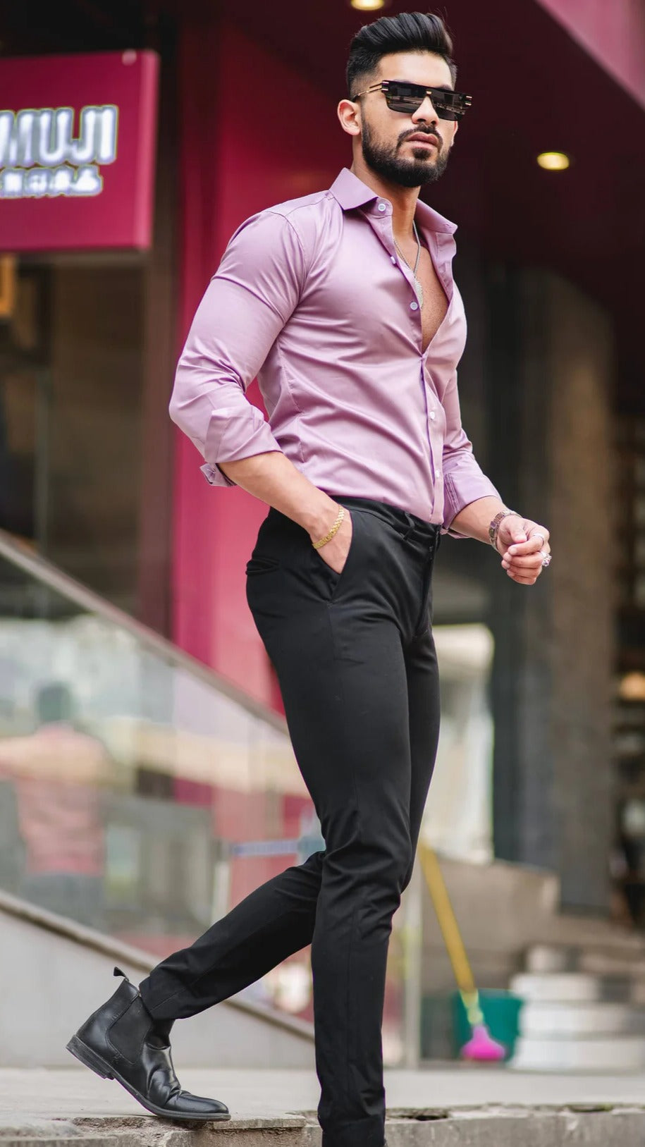 100% Cotton Satin Formal Shirts for Men : Slim Fit