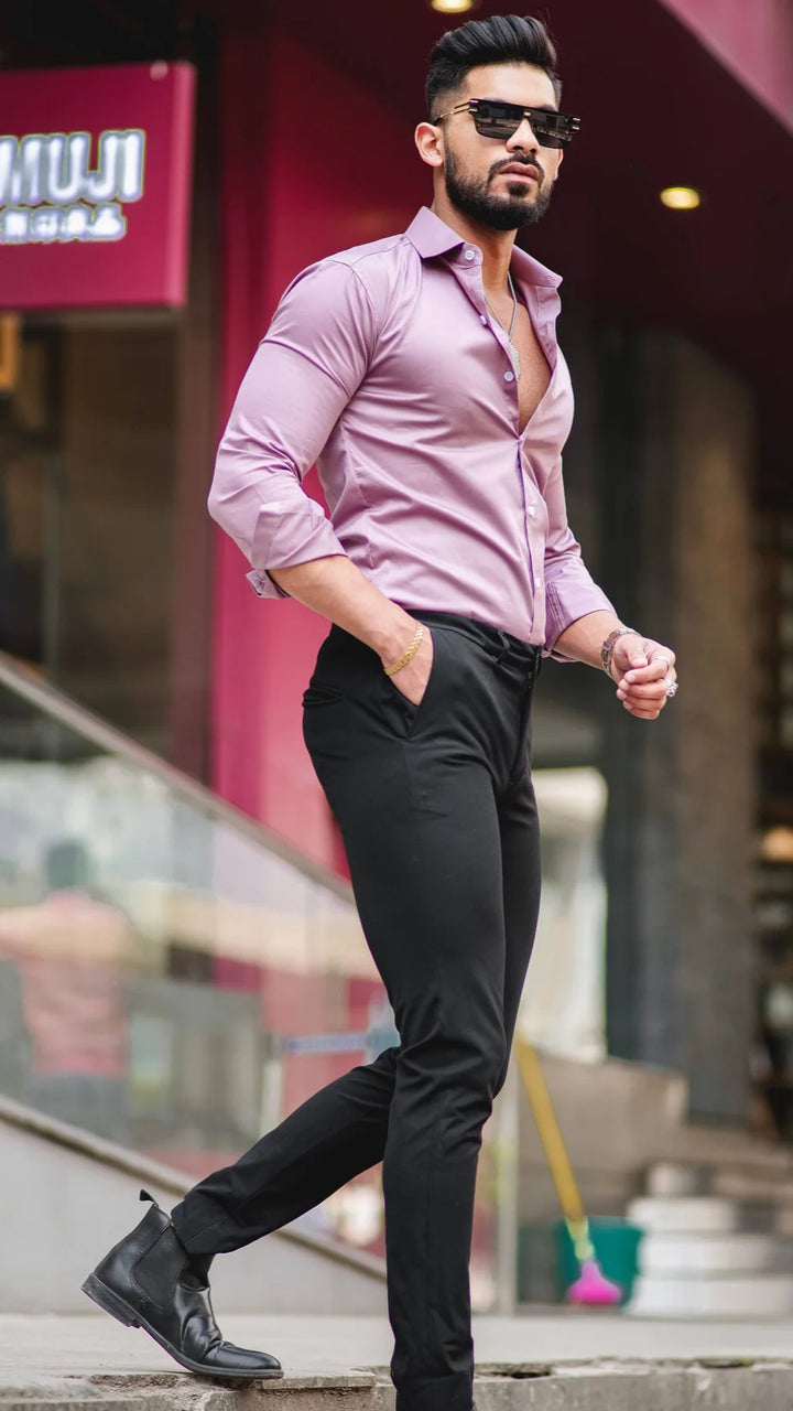 100% Cotton Satin Formal Shirts for Men : Slim Fit