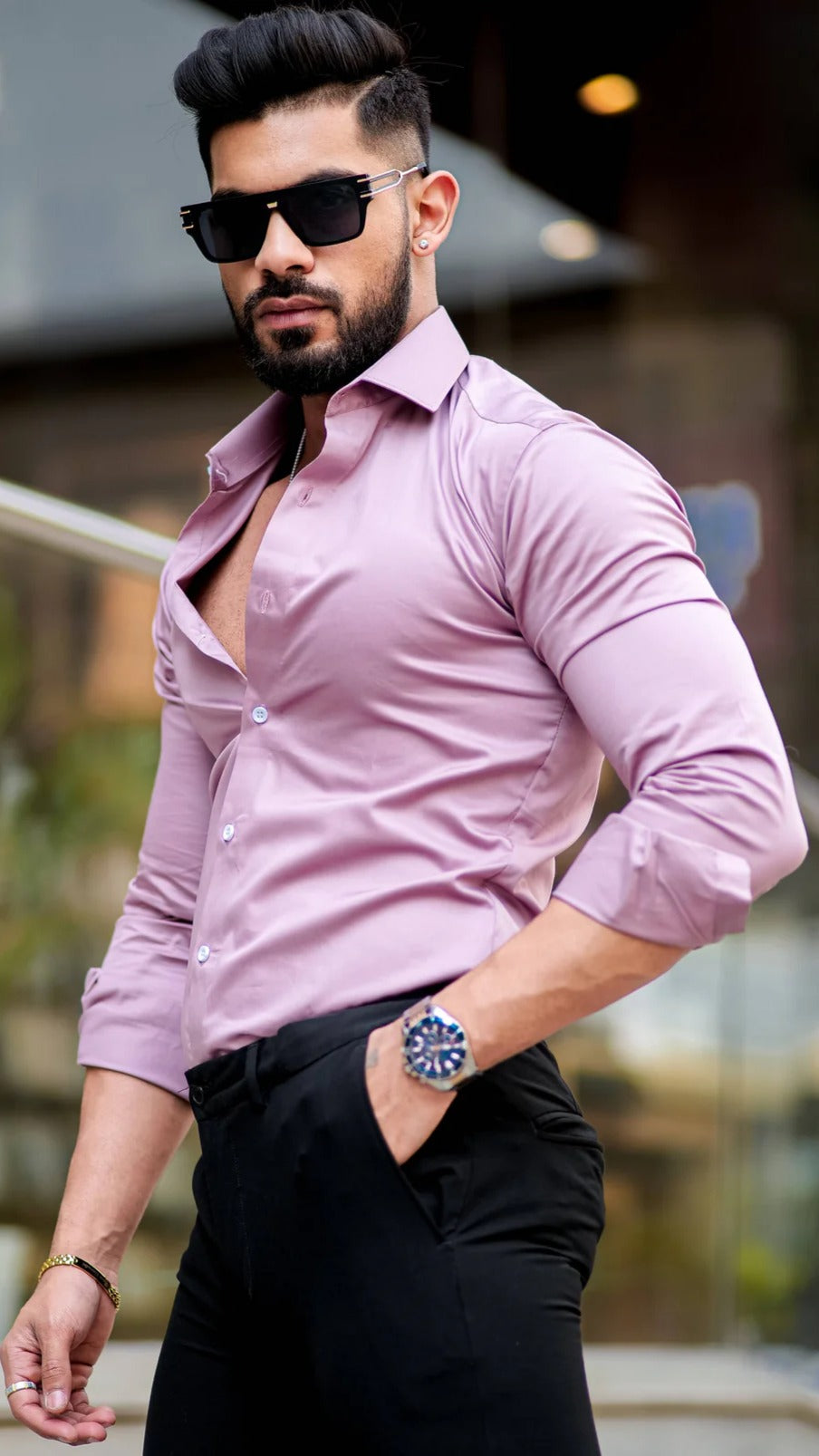 100% Cotton Satin Formal Shirts for Men : Slim Fit