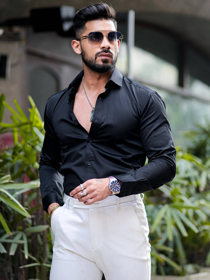 100% Cotton Satin Formal Shirts for Men : Slim Fit
