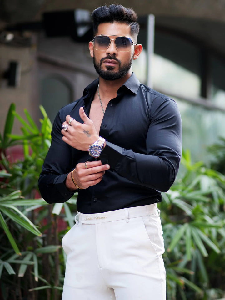 100% Cotton Satin Formal Shirts for Men : Slim Fit
