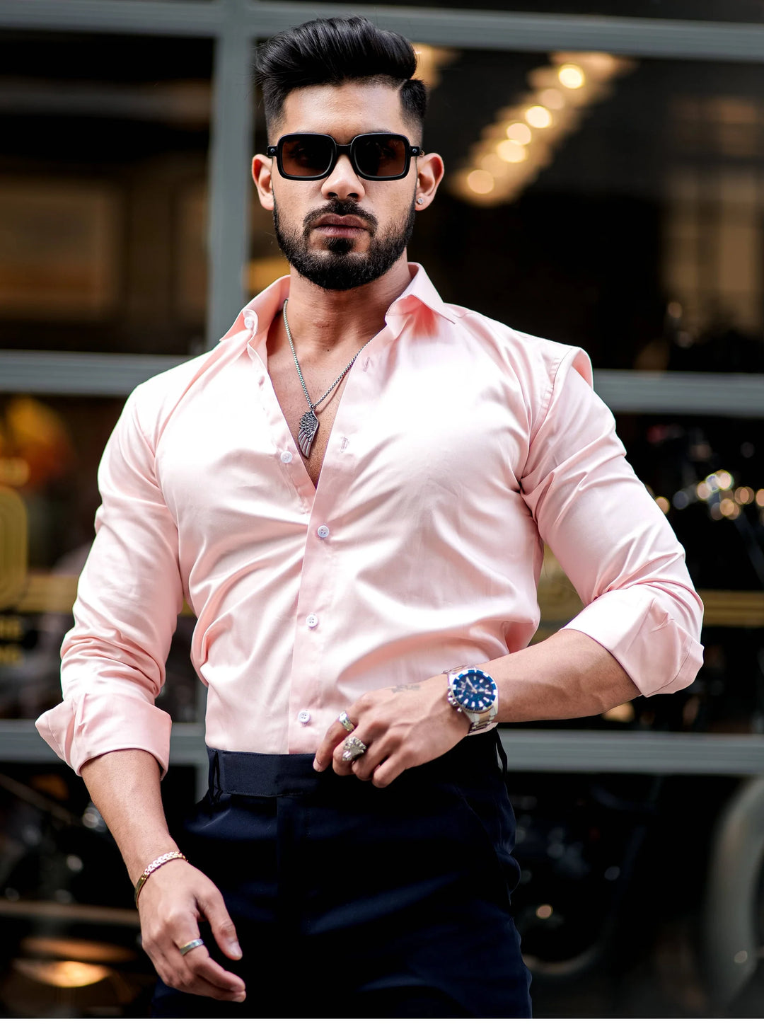 100% Cotton Satin Formal Shirts for Men : Slim Fit