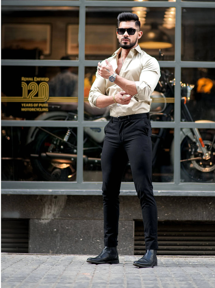 100% Cotton Satin Formal Shirts for Men : Slim Fit