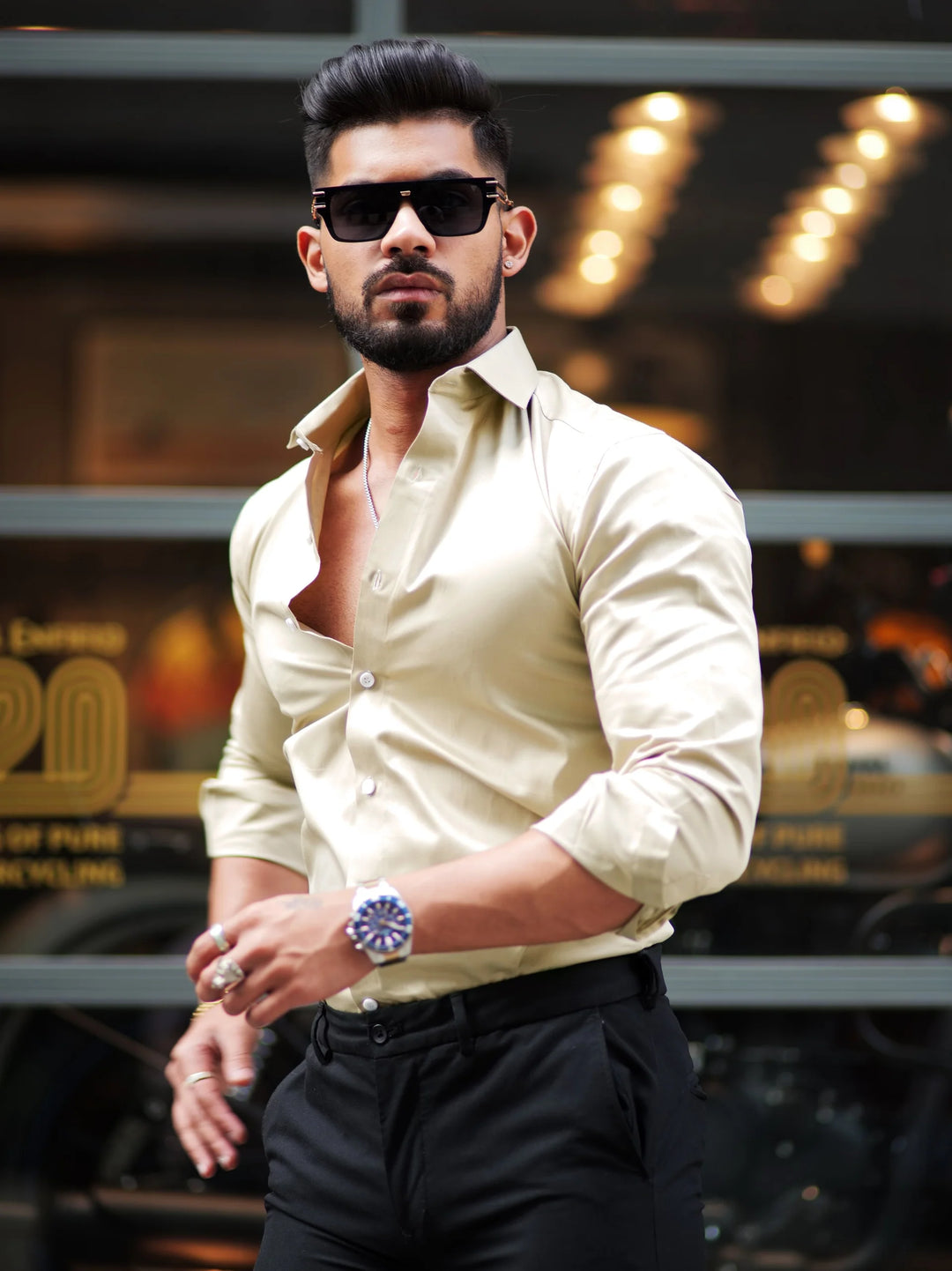 100% Cotton Satin Formal Shirts for Men : Slim Fit