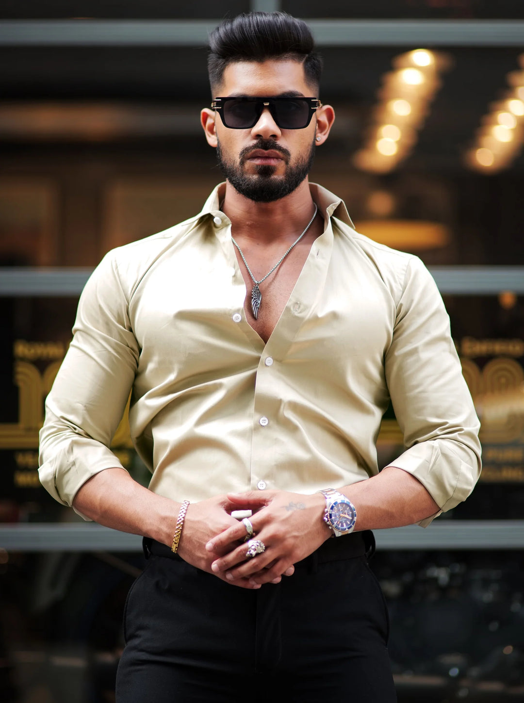 100% Cotton Satin Formal Shirts for Men : Slim Fit