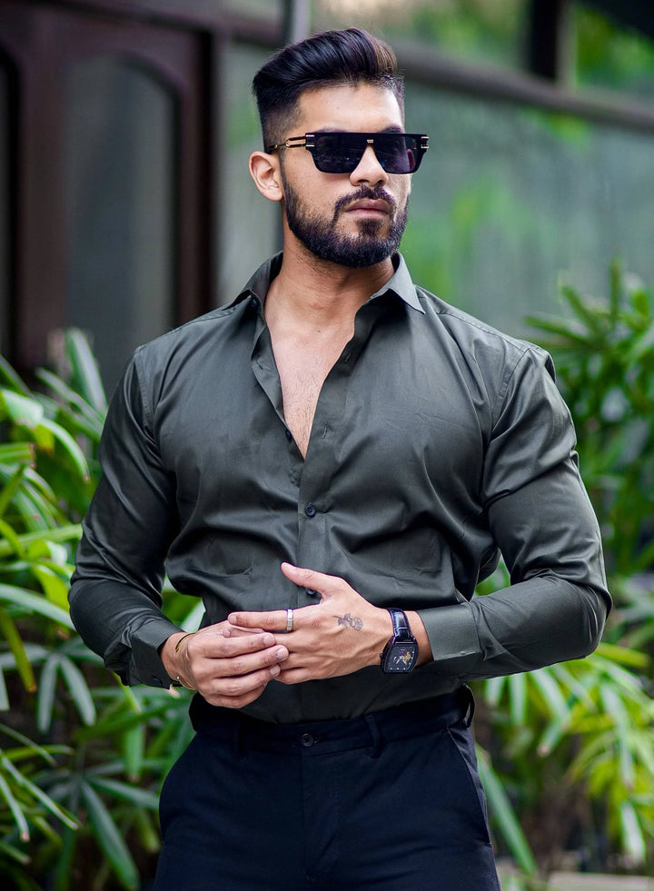 100% Cotton Satin Formal Shirts for Men : Slim Fit