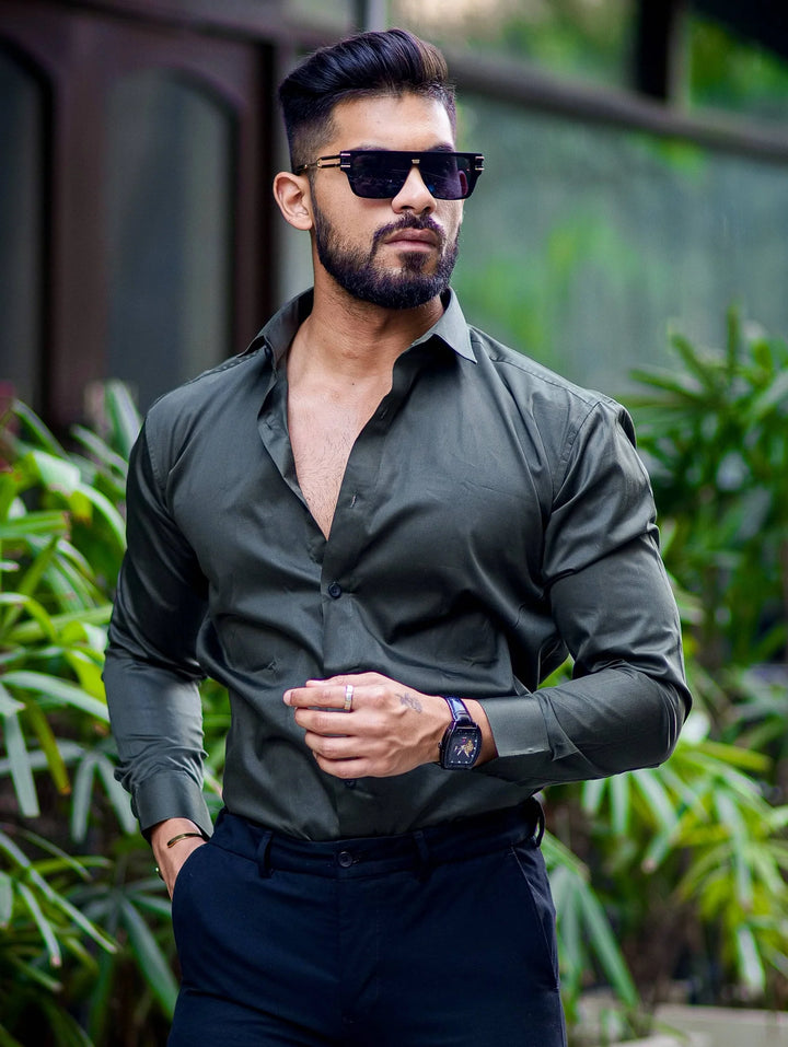 100% Cotton Satin Formal Shirts for Men : Slim Fit