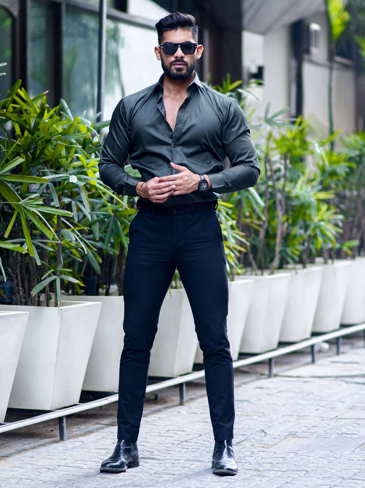 100% Cotton Satin Formal Shirts for Men : Slim Fit