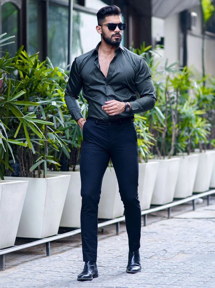100% Cotton Satin Formal Shirts for Men : Slim Fit