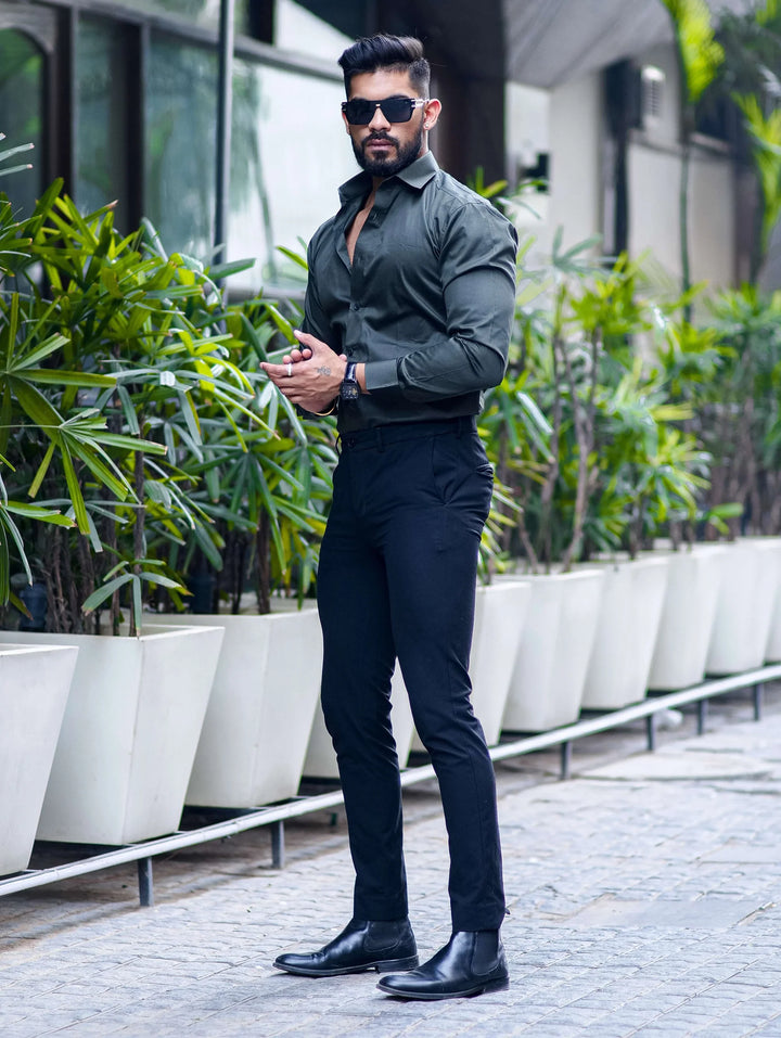 100% Cotton Satin Formal Shirts for Men : Slim Fit