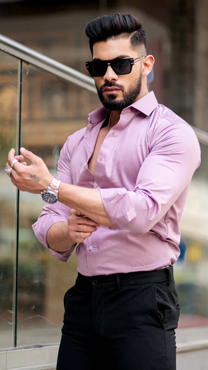 100% Cotton Satin Formal Shirts for Men : Slim Fit